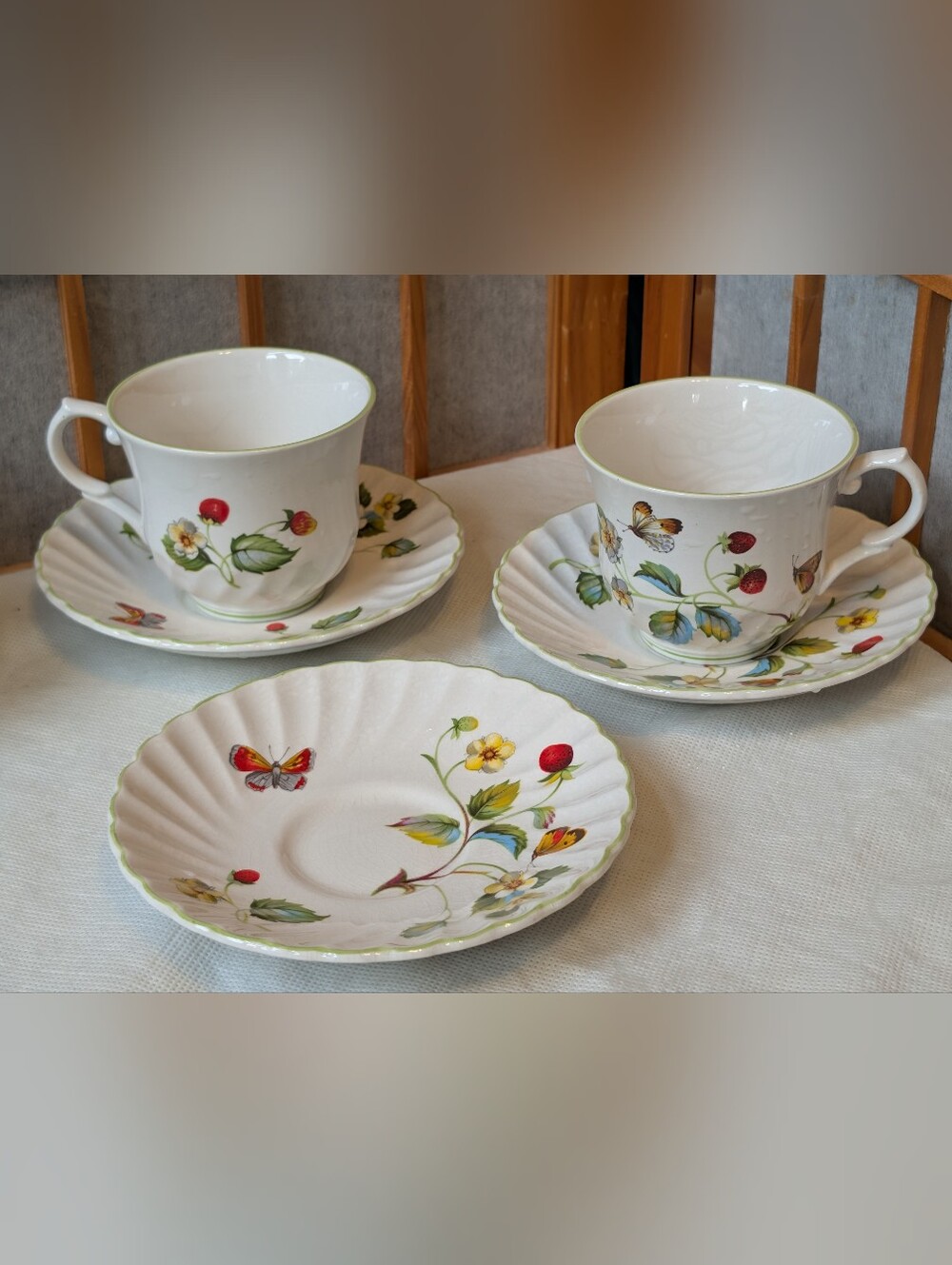 Vintage James Kent Strawberry Tea Coffee Cup Saucer Set of 2 - Old Foley England
